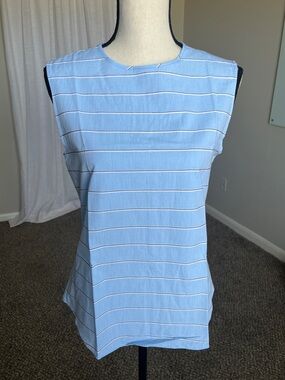 NWT Mango MNG Cotton Blue White Striped Blouse Sleeveless Top Size Small